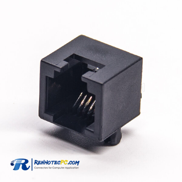 RJ12 Socket Connector Black Angled 6p6c Through Hole for PCB Mount ...